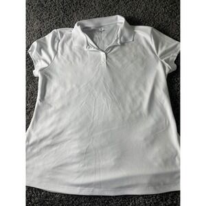 BCG Club Sports White Polo Shirt Womens XL Short Sleeve Performance Golf Top